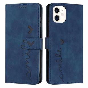 For iPhone 11 Skin Feel Heart Pattern Leather Phone Case (Blue)