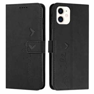 For iPhone 11 Skin Feel Heart Pattern Leather Phone Case (Black)
