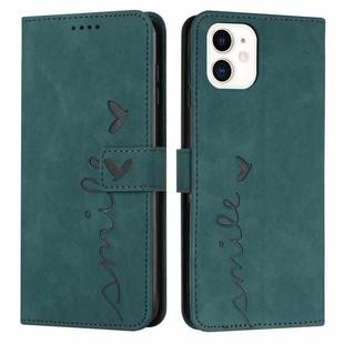 For iPhone 11 Skin Feel Heart Pattern Leather Phone Case (Green)