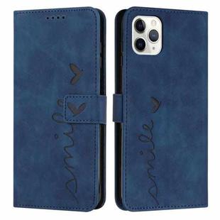 For iPhone 11 Pro Max Skin Feel Heart Pattern Leather Phone Case (Blue)