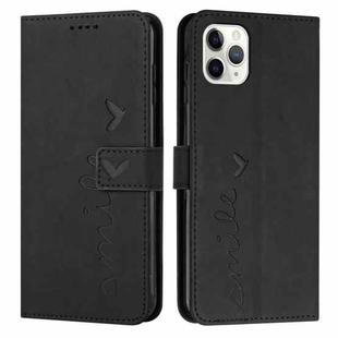 For iPhone 11 Pro Max Skin Feel Heart Pattern Leather Phone Case (Black)