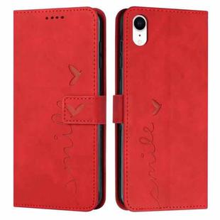 For iPhone XR Skin Feel Heart Pattern Leather Phone Case(Red)