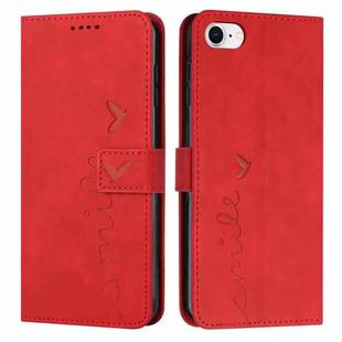 For iPhone SE 2022 / SE 2020 / 8 / 7 Skin Feel Heart Pattern Leather Phone Case(Red)