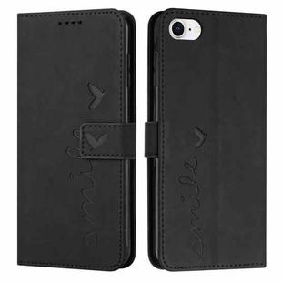 For iPhone SE 2022 / SE 2020 / 8 / 7 Skin Feel Heart Pattern Leather Phone Case(Black)