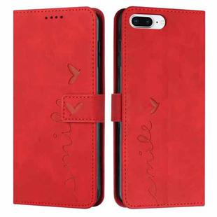 Skin Feel Heart Pattern Leather Phone Case For iPhone 8 Plus / 7 Plus / 6 Plus(Red)