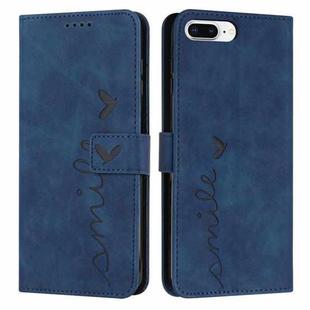 Skin Feel Heart Pattern Leather Phone Case For iPhone 8 Plus / 7 Plus / 6 Plus(Blue)