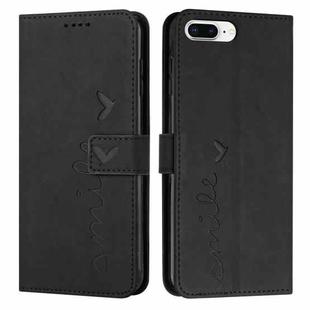 Skin Feel Heart Pattern Leather Phone Case For iPhone 8 Plus / 7 Plus / 6 Plus(Black)