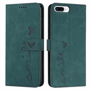 Skin Feel Heart Pattern Leather Phone Case For iPhone 8 Plus / 7 Plus / 6 Plus(Green)