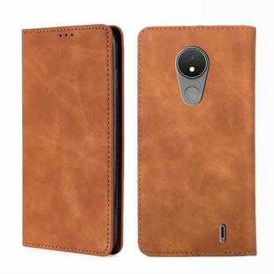 For Nokia C21 Skin Feel Magnetic Horizontal Flip Leather Phone Case(Light Brown)
