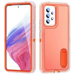 For Samsung Galaxy A53 3 in 1 Rugged Holder Phone Case(Transparent + Orange)