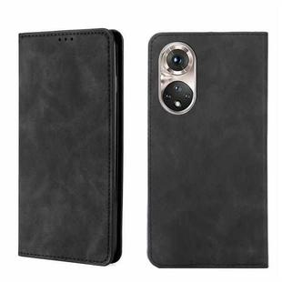 For Honor 50 Pro Skin Feel Magnetic Horizontal Flip Leather Phone Case(Black)