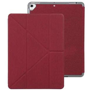 Mutural King Kong Series Deformation Holder Leather Tablet Case For iPad 9.7 2018 / 2017(Red)