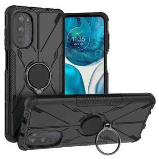 For Motorola Moto G52 Armor Bear Shockproof PC + TPU Phone Protective Case with Ring Holder(Black)