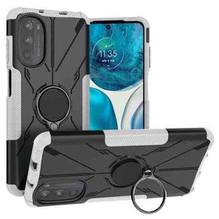 For Motorola Moto G52 Armor Bear Shockproof PC + TPU Phone Protective Case with Ring Holder(White)