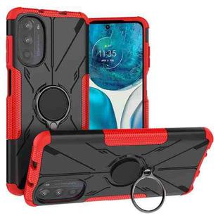 For Motorola Moto G52 Armor Bear Shockproof PC + TPU Phone Protective Case with Ring Holder(Red)