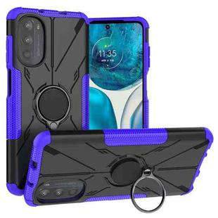 For Motorola Moto G52 Armor Bear Shockproof PC + TPU Phone Protective Case with Ring Holder(Purple)