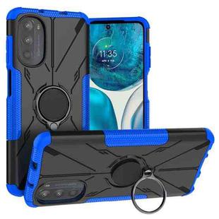 For Motorola Moto G52 Armor Bear Shockproof PC + TPU Phone Protective Case with Ring Holder(Blue)