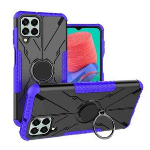 For Samsung Galaxy M33 Global/India Armor Bear Shockproof PC + TPU Phone Protective Case with Ring Holder(Purple)