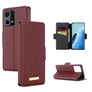 For OPPO F21 Pro / Reno7 4G MUXMA MX115 Cross Texture Oil Edge Flip Leather Phone Case(Red)