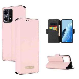 For OPPO F21 Pro / Reno7 4G MUXMA MX115 Cross Texture Oil Edge Flip Leather Phone Case(Pink)