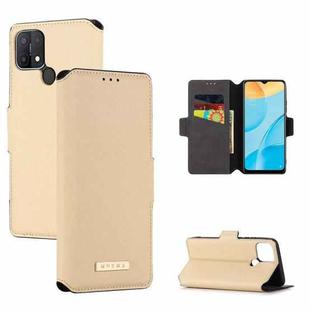 For OPPO A15 MUXMA MX115 Cross Texture Oil Edge Flip Leather Phone Case(Gold)