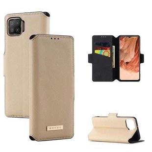 For OPPO F17 / A73 2020 MUXMA MX115 Cross Texture Oil Edge Flip Leather Phone Case(Gold)