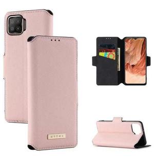 For OPPO F17 / A73 2020 MUXMA MX115 Cross Texture Oil Edge Flip Leather Phone Case(Pink)