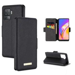 For OPPO F19 Pro / A94 MUXMA MX115 Cross Texture Oil Edge Flip Leather Phone Case(Black)