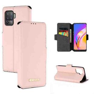 For OPPO F19 Pro / A94 MUXMA MX115 Cross Texture Oil Edge Flip Leather Phone Case(Pink)