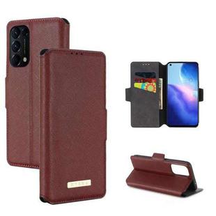 For OPPO Reno5 4G MUXMA MX115 Cross Texture Oil Edge Flip Leather Phone Case(Red)