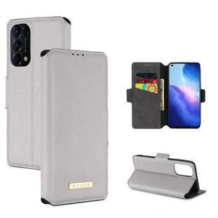 For OPPO Reno5 4G MUXMA MX115 Cross Texture Oil Edge Flip Leather Phone Case(White)