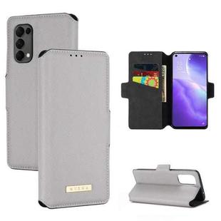 For OPPO Reno5 5G MUXMA MX115 Cross Texture Oil Edge Flip Leather Phone Case(White)
