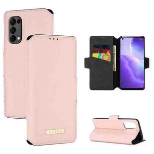 For OPPO Reno5 5G MUXMA MX115 Cross Texture Oil Edge Flip Leather Phone Case(Pink)