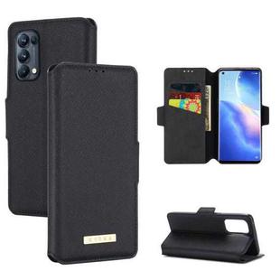 For OPPO Reno5 Pro 5G MUXMA MX115 Cross Texture Oil Edge Flip Leather Phone Case(Black)