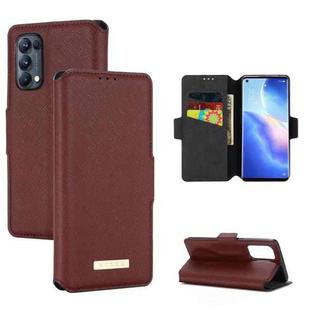 For OPPO Reno5 Pro 5G MUXMA MX115 Cross Texture Oil Edge Flip Leather Phone Case(Red)