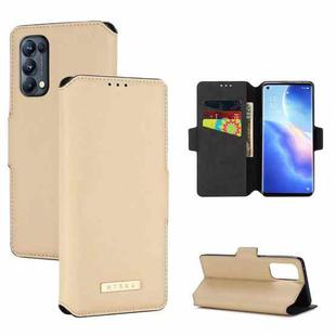 For OPPO Reno5 Pro 5G MUXMA MX115 Cross Texture Oil Edge Flip Leather Phone Case(Gold)