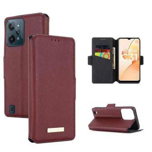 For OPPO Realme C31 4G MUXMA MX115 Cross Texture Oil Edge Flip Leather Phone Case(Red)