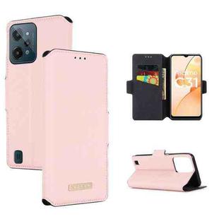 For OPPO Realme C31 4G MUXMA MX115 Cross Texture Oil Edge Flip Leather Phone Case(Pink)