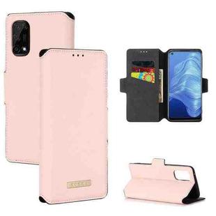 For OPPO Realme 7 5G / V5 / Q2 MUXMA MX115 Cross Texture Oil Edge Flip Leather Phone Case(Pink)