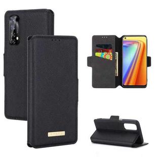 For OPPO Realme 7 Asian Version MUXMA MX115 Cross Texture Oil Edge Flip Leather Phone Case(Black)
