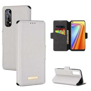 For OPPO Realme 7 Asian Version MUXMA MX115 Cross Texture Oil Edge Flip Leather Phone Case(White)