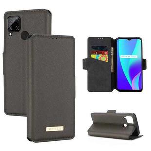 For OPPO Realme C15 / C12 MUXMA MX115 Cross Texture Oil Edge Flip Leather Phone Case(Grey)