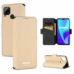 For OPPO Realme C15 / C12 MUXMA MX115 Cross Texture Oil Edge Flip Leather Phone Case(Gold)