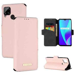 For OPPO Realme C15 / C12 MUXMA MX115 Cross Texture Oil Edge Flip Leather Phone Case(Pink)