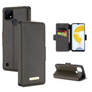 For OPPO Realme C21 MUXMA MX115 Cross Texture Oil Edge Flip Leather Phone Case(Grey)