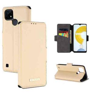 For OPPO Realme C21 MUXMA MX115 Cross Texture Oil Edge Flip Leather Phone Case(Gold)