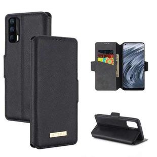 For OPPO Realme X7 Indian Version / V15 MUXMA MX115 Cross Texture Oil Edge Flip Leather Phone Case(Black)