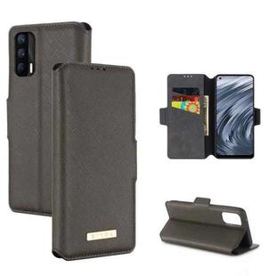 For OPPO Realme X7 Indian Version / V15 MUXMA MX115 Cross Texture Oil Edge Flip Leather Phone Case(Grey)