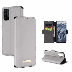 For OPPO Realme X7 Indian Version / V15 MUXMA MX115 Cross Texture Oil Edge Flip Leather Phone Case(White)