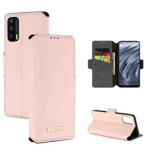 For OPPO Realme X7 Indian Version / V15 MUXMA MX115 Cross Texture Oil Edge Flip Leather Phone Case(Pink)